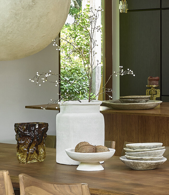 Raw Materials Amsterdam Decoratieve Vaas Mandore L | Krijt | 37,5x37,5x35 cm