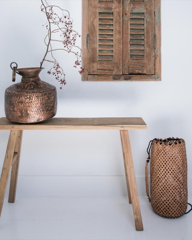 Raw Materials Amsterdam Java carpenter bijzettafel/bankje - Gerecycled hout - 80x17x50 cm