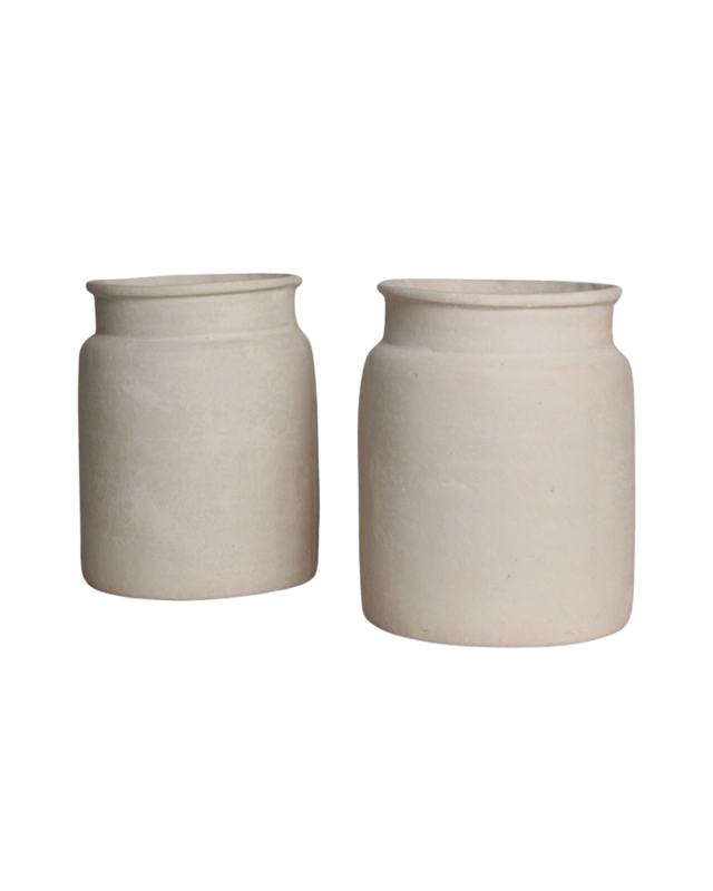 Raw Materials Amsterdam Decoratieve Vaas Mandore L | Krijt | 37,5x37,5x35 cm