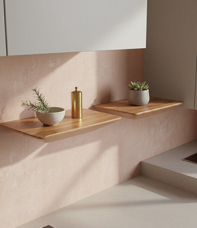 Raw Materials Amsterdam Craftsman teakhouten wandplank - set van 2, 25 cm