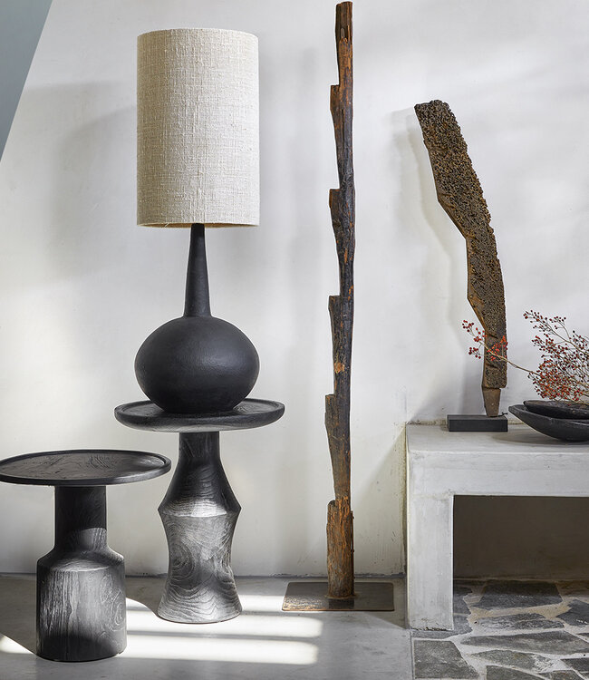 Raw Materials Amsterdam Nero teakhouten bijzettafel Midnight - zwart