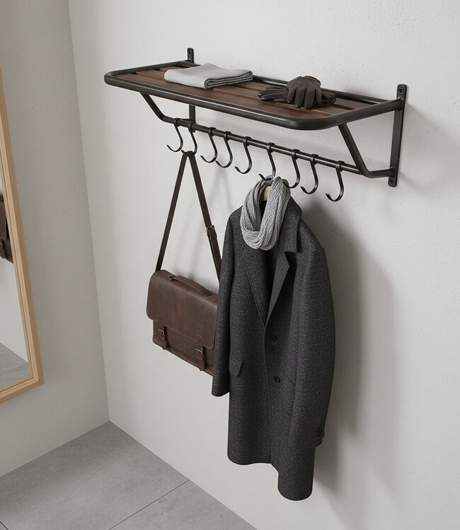 Raw Materials Amsterdam Factory Wandkapstok Met Hoedenplank | Hout