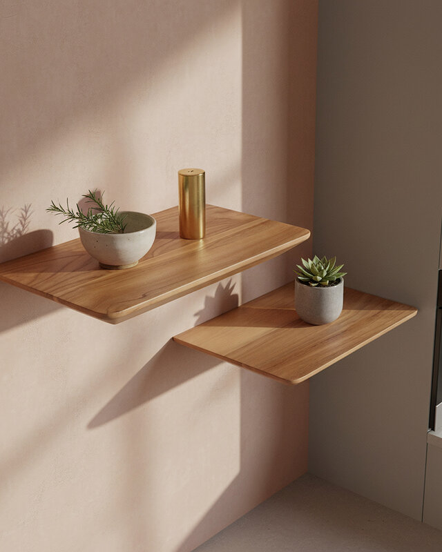 Raw Materials Amsterdam Wandplank Craftsman | Teakhout | Set Van 2 | 25 cm