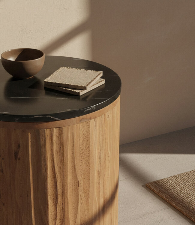 Raw Materials Amsterdam Langkawi Marmeren Bijzettafel | Zwart | 40x40x50 cm