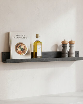 Raw Materials Amsterdam Factory Wandplank | Zwart | Hout | 75x8x8 cm