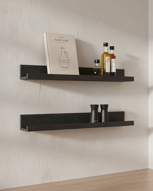 Raw Materials Amsterdam Factory Wandplank | Zwart | Hout | 75x8x8 cm
