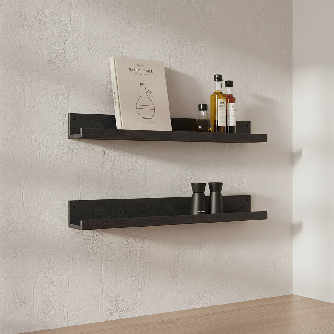 Raw Materials Amsterdam Factory Wandplank | Zwart | Hout | 75x8x8 cm