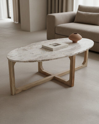 Raw Materials Amsterdam Marmeren Salontafel Crème | B120xH60xD38 cm