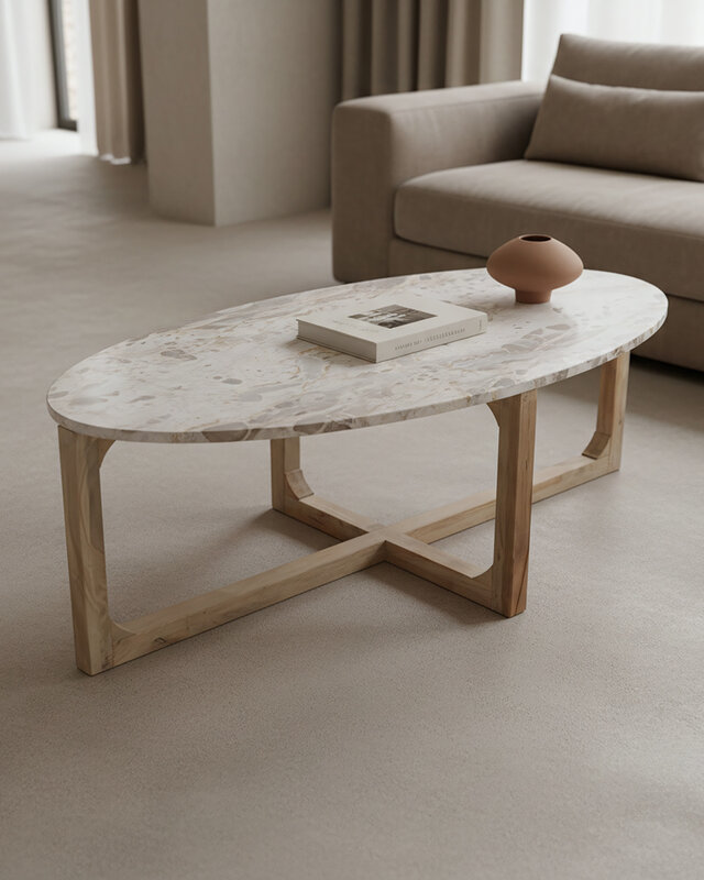 Raw Materials Amsterdam Marmeren Salontafel Crème | B120xH60xD38 cm