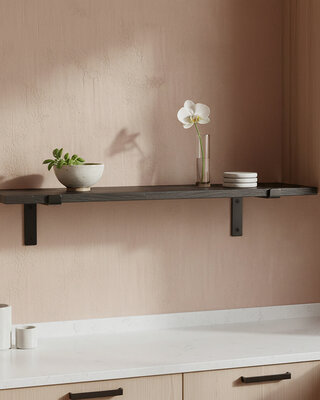 Raw Materials Amsterdam Factory wandplank zwart - FSC-gerecycled hout - 80 cm