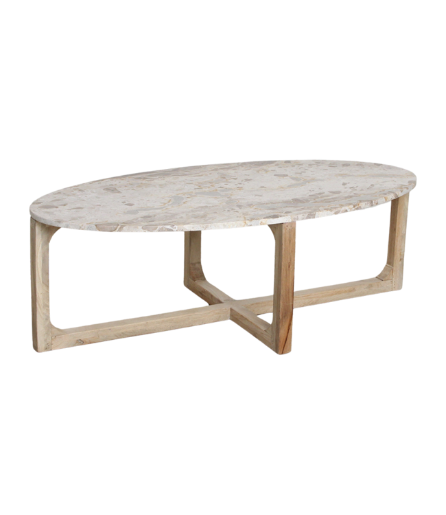 Marmeren salontafel crème - 120x60x38 cm
