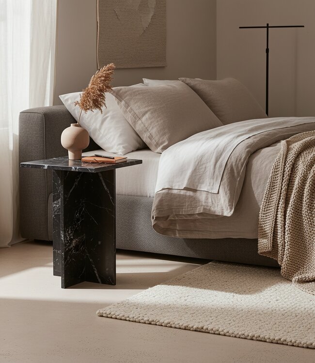 Raw Materials Amsterdam Shanghai Marmeren Bijzettafel | Zwart | 35x50x35 cm