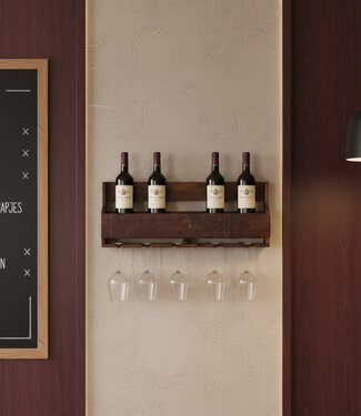 Raw Materials Amsterdam Factory Hangend Wijnrek | Hout | 12x60x28 cm