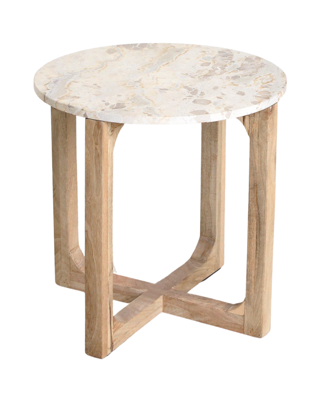 Raw Materials Amsterdam Marmeren Bijzettafel | Crème | 50 x 50 x 50 cm