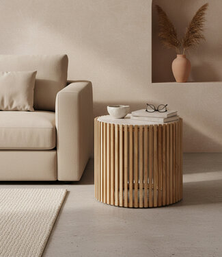 Raw Materials Amsterdam Infinity Ovaal Marmeren Bijzettafel | 42x45x52 cm