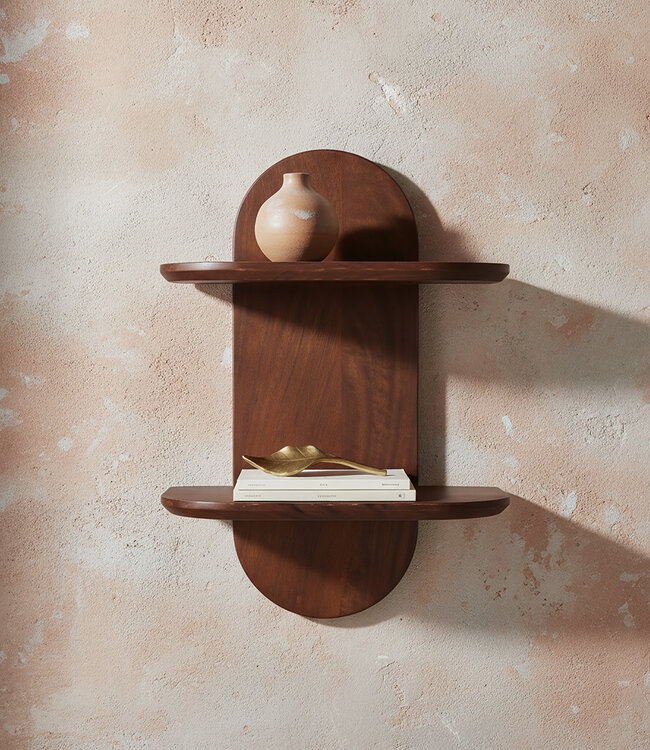 Raw Materials Amsterdam Bullnose Dubbele Wandplank | Mangohout | 18x50x35 cm