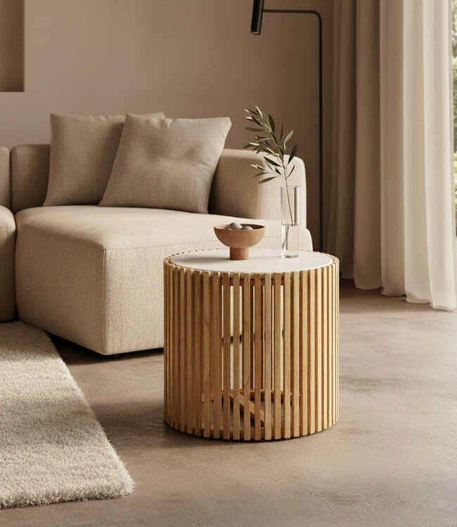 Raw Materials Amsterdam Infinity Ovaal Marmeren Bijzettafel | 42x45x52 cm