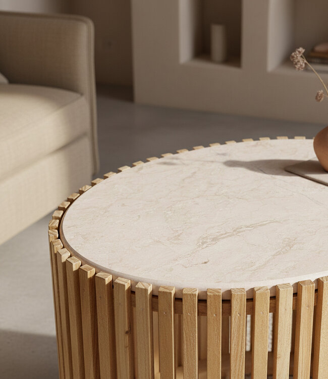 Raw Materials Amsterdam Infinity Ovaal Marmeren Bijzettafel | 42x45x52 cm