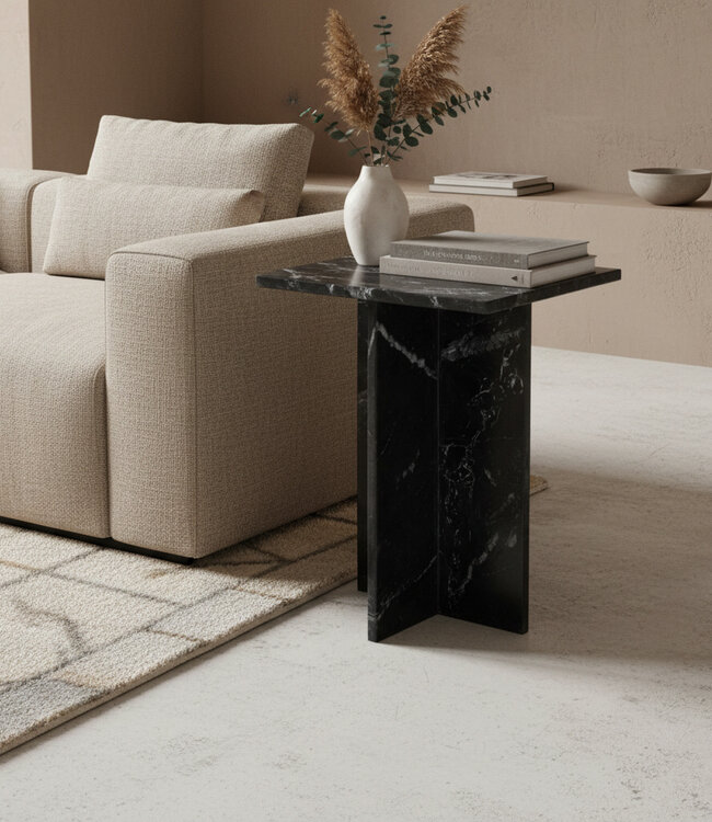 Shanghai marmeren bijzettafel - zwart