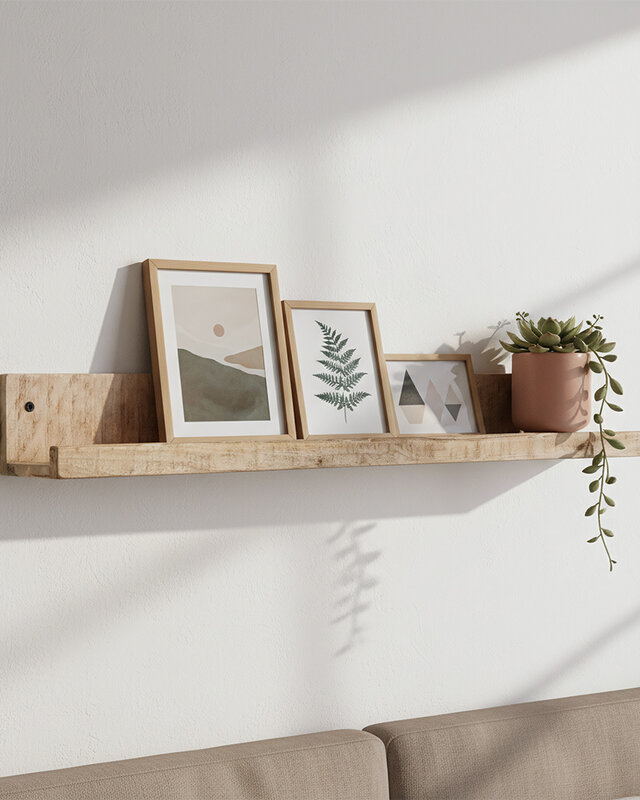 Raw Materials Amsterdam Wandplank/Fotolijstplank | Mangohout | 75x8x8 cm