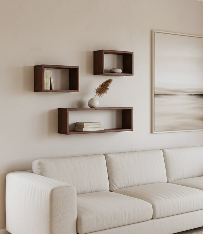 Factory open wandplank rechthoek - FSC gerecycled - 70x15x22 cm