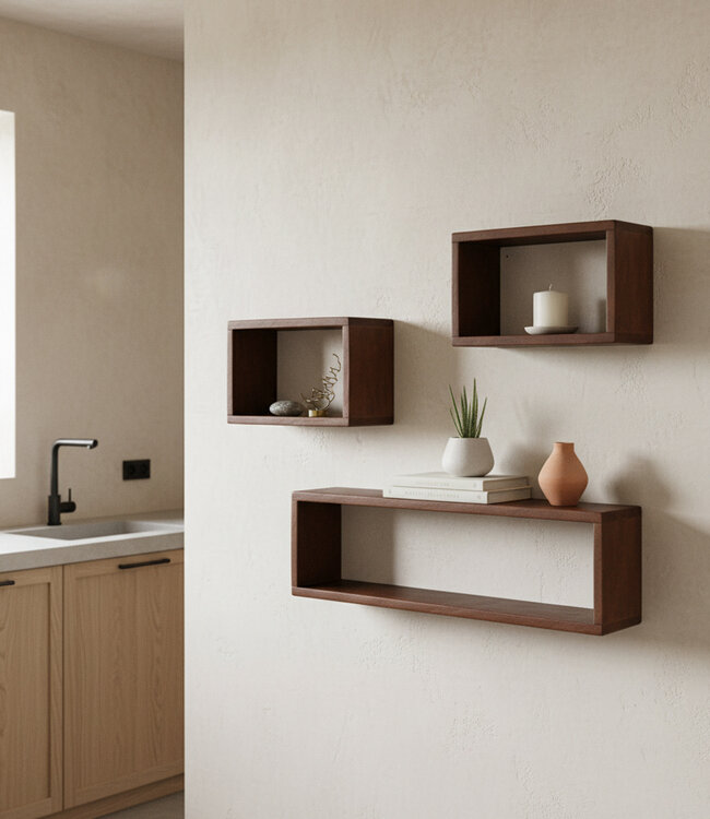 Raw Materials Amsterdam Factory Open Wandplank | Rechthoek | Hout | 70x15x22 cm