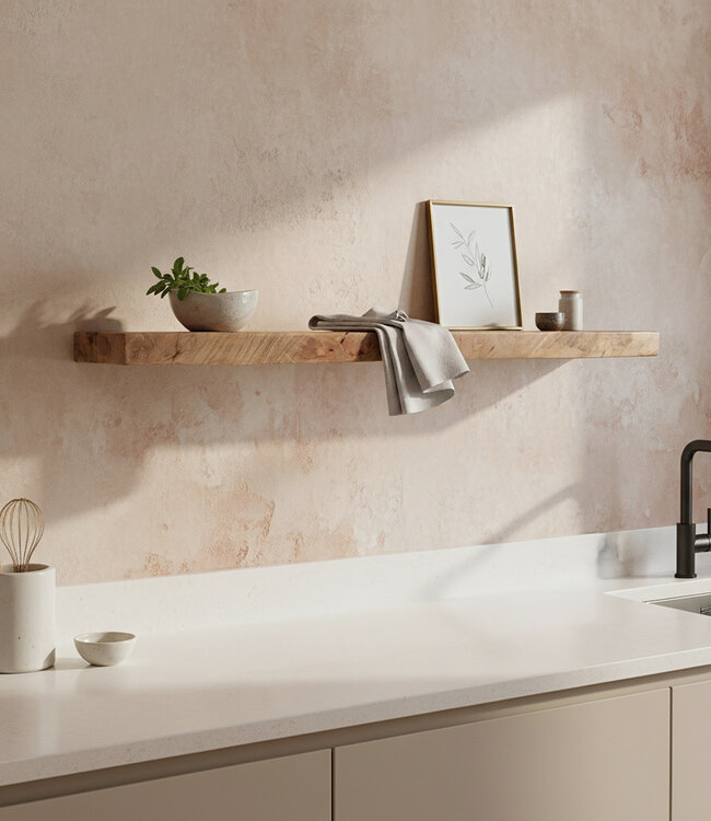 Mangohouten zwevende wandplank - 80 x 18 x 3,8 cm