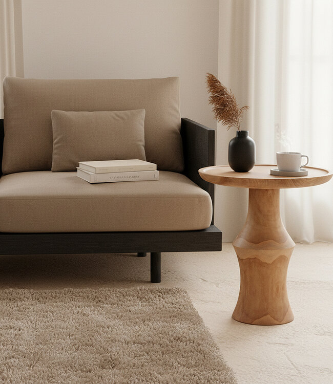 Raw Materials Amsterdam Bijzettafel Teakhout | Nero | B50 x H60 x L50 cm