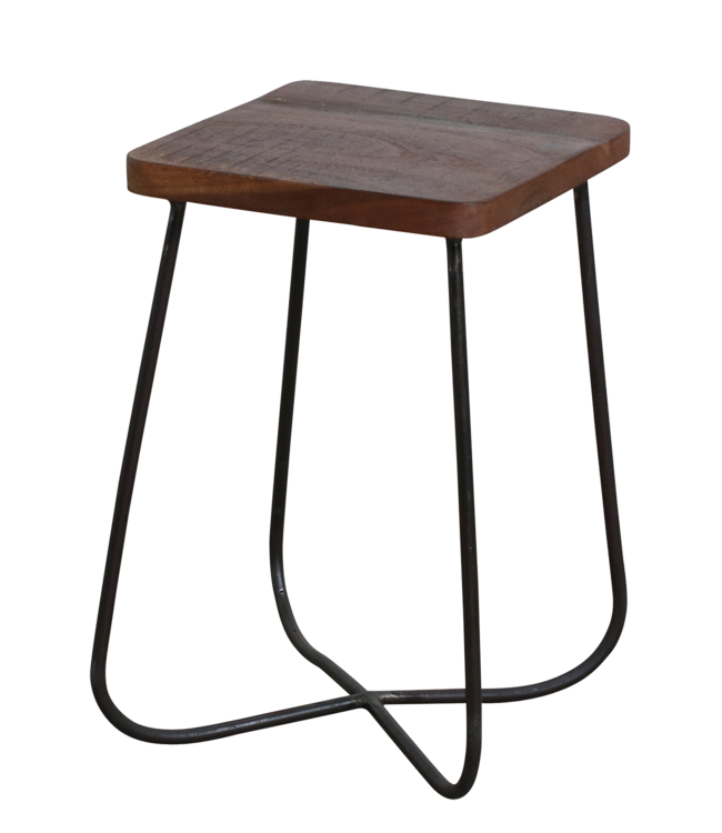 Factory-kruk/bijzettafel - FSC-gerecycled hout - 29 x 29 x 46 cm