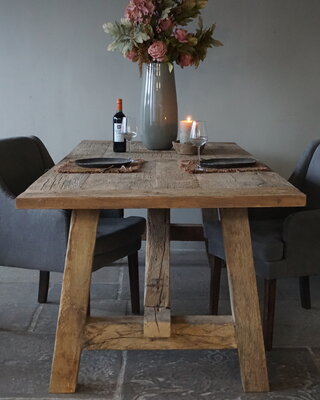 Rene Houtman Oud Eikenhouten Tafel | Nr 1 | L250 x D100 x H79 cm