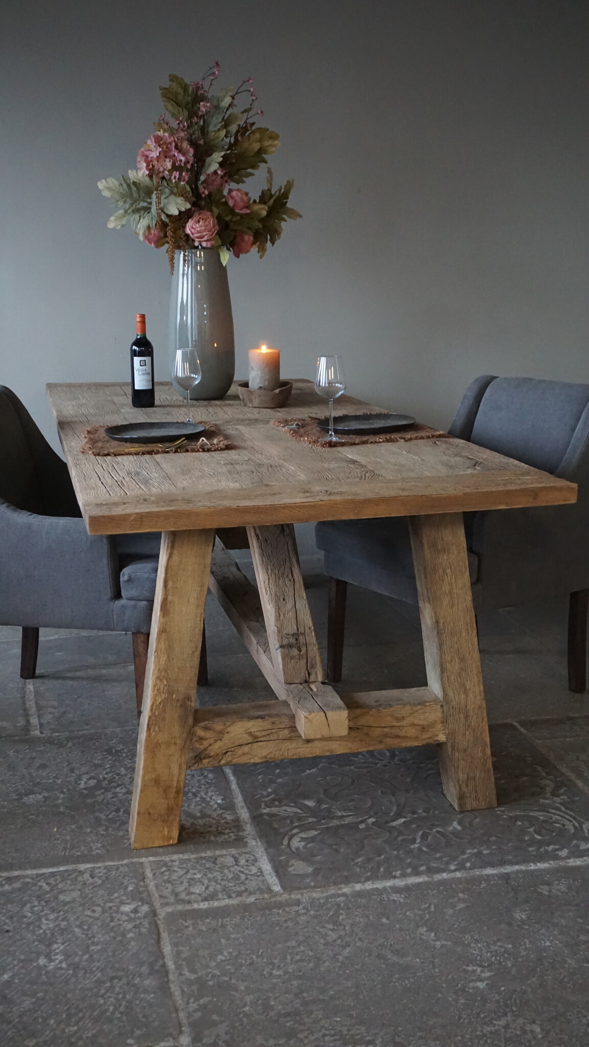Rene Houtman Oud Eikenhouten Tafel | Nr 1 | L250 x D100 x H79 cm