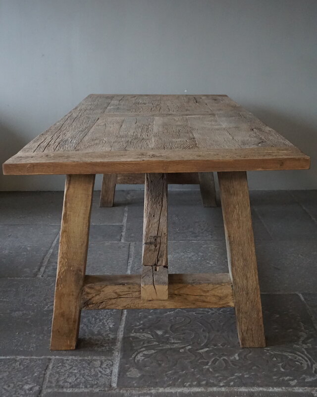 Rene Houtman Oud Eikenhouten Tafel | Nr 1 | L250 x D100 x H79 cm