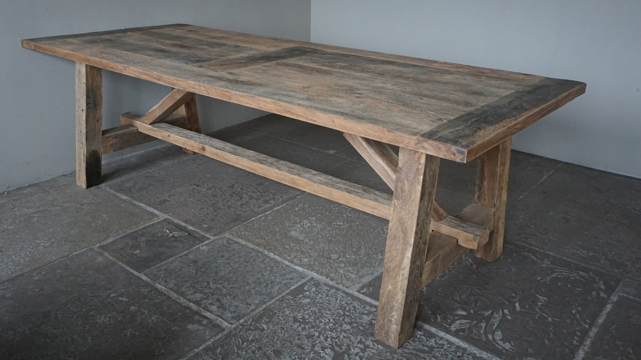 Rene Houtman Oud Eikenhouten Tafel | Nr 2 | L250 x D100 x H79 cm