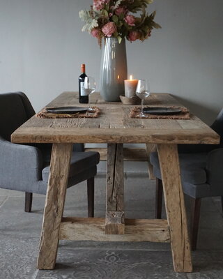 Rene Houtman Oud Eikenhouten Tafel | L252 x D100 x H78 cm