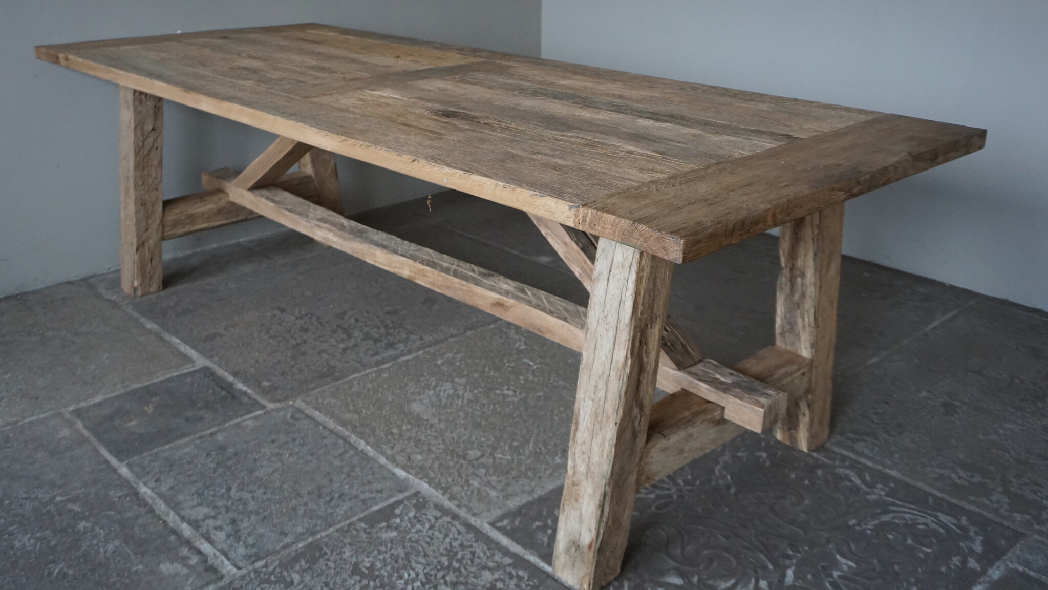 Rene Houtman Oud Eikenhouten Tafel | L252 x D100 x H78 cm