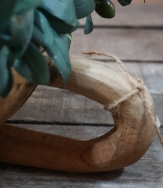 Rene Houtman Houten Schaal Met Olijfkrans En Windlicht | Set