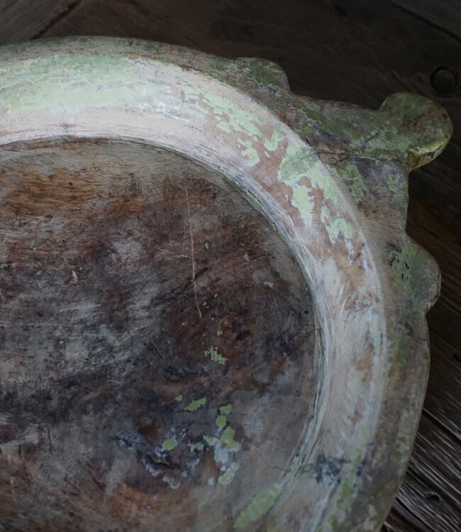 Rene Houtman Unieke Oud Houten Chapati Schaal | H4xB41xD30 cm