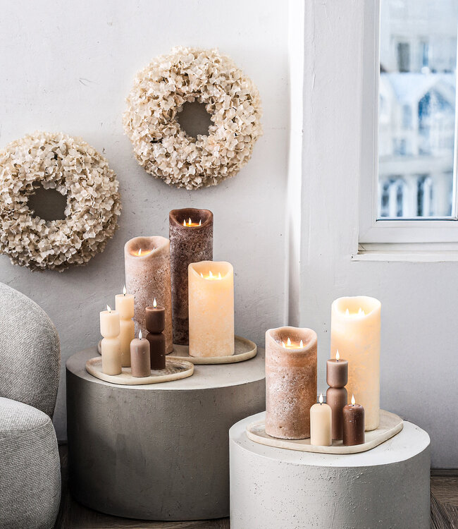 PTMD LED Lichtkaars Met 3 Beweegbare Vlammen S, Beige