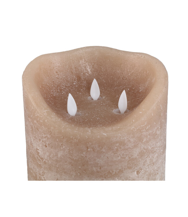 PTMD LED Lichtkaars Met 3 Beweegbare Vlammen S, Beige