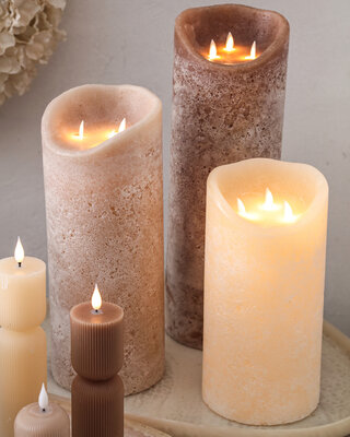 PTMD LED Lichtkaars Met 3 Beweegbare Vlammen S, Bruin