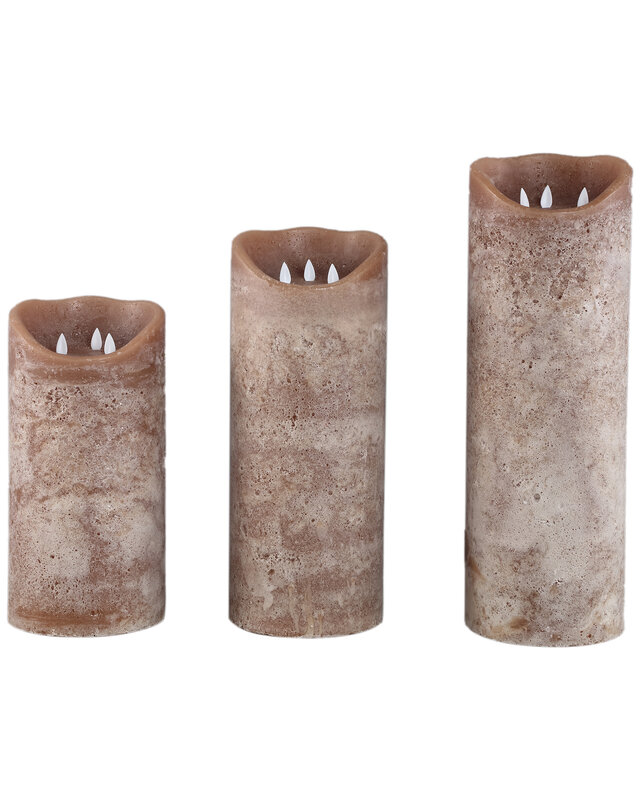 PTMD LED Lichtkaars Met 3 Beweegbare Vlammen S, Bruin