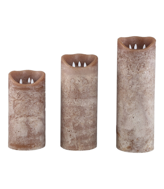 PTMD LED Lichtkaars Met 3 Beweegbare Vlammen S, Bruin