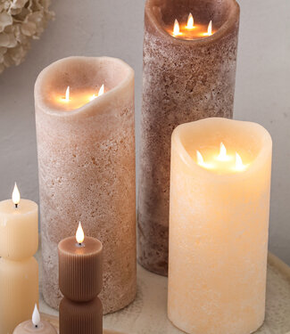 PTMD LED Lichtkaars Met 3 Beweegbare Vlammen M, Beige