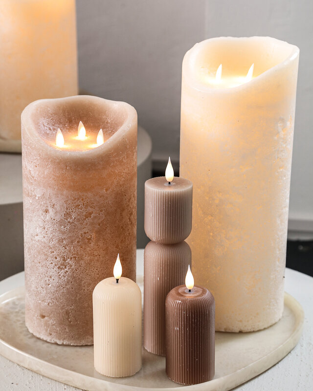 PTMD LED Lichtkaars Met 3 Beweegbare Vlammen L, Créme