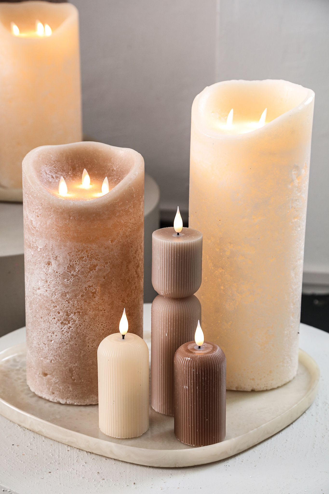 PTMD LED Lichtkaars Met 3 Beweegbare Vlammen L, Créme