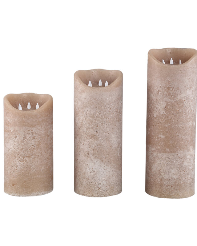 PTMD LED Lichtkaars Met 3 Beweegbare Vlammen L, Licht Bruin