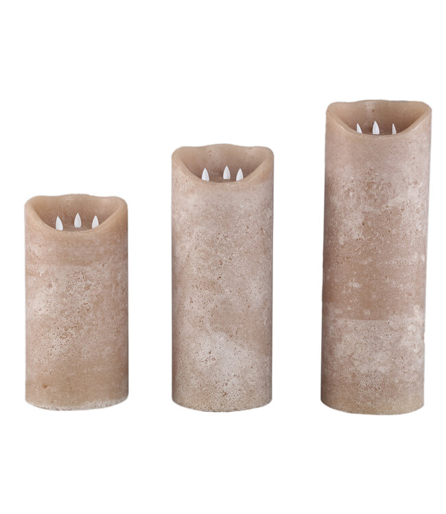 PTMD LED Lichtkaars Met 3 Beweegbare Vlammen L, Licht Bruin