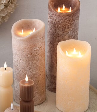 PTMD LED Lichtkaars Met 3 Beweegbare Vlammen L, Bruin