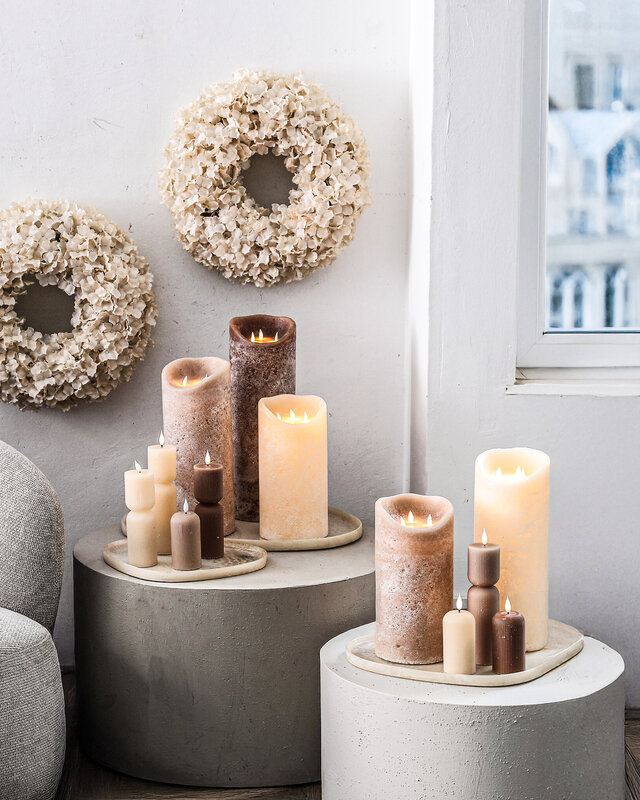 PTMD LED Lichtkaars Met 3 Beweegbare Vlammen L, Bruin