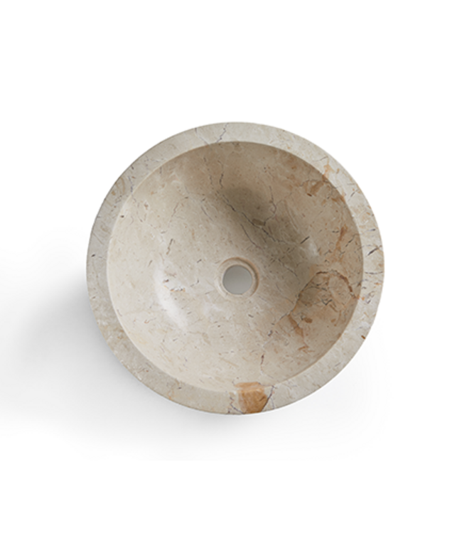 Rene Houtman Waskom Marmer Crème 40x40x15 Cm Gefrijnd Geribbeld